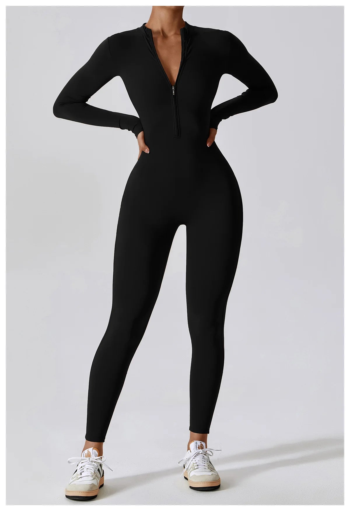 Yoga Boilersuit Long Sleeved Women's Sportswear Gym Zipper Jumpsuits Workout High-intensity Fitness One-piece Skin-tight Garment